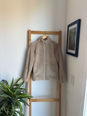 Uniqlo Beige Fleece Zip-Up Jacket